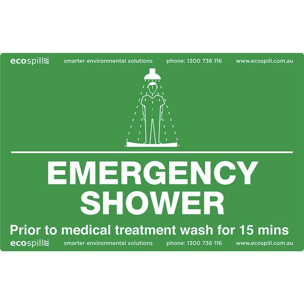 Safety Shower Sign | Emergency Shower Sign | Sign Emergency Shower | Ecospill | Brisbane Sydney Melbourne Adelaide Perth Canberra | Eyewash Sign | Eyewash Station Sign | SIGN-ES